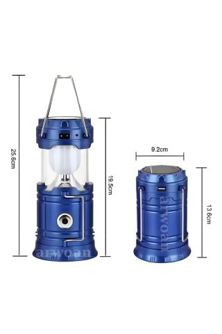 Tagon 20W Solar İki Fonksiyonlu Mavi Kamp Feneri