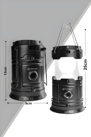 Tagon 20W Solar İki Fonksiyonlu Siyah Kamp Feneri