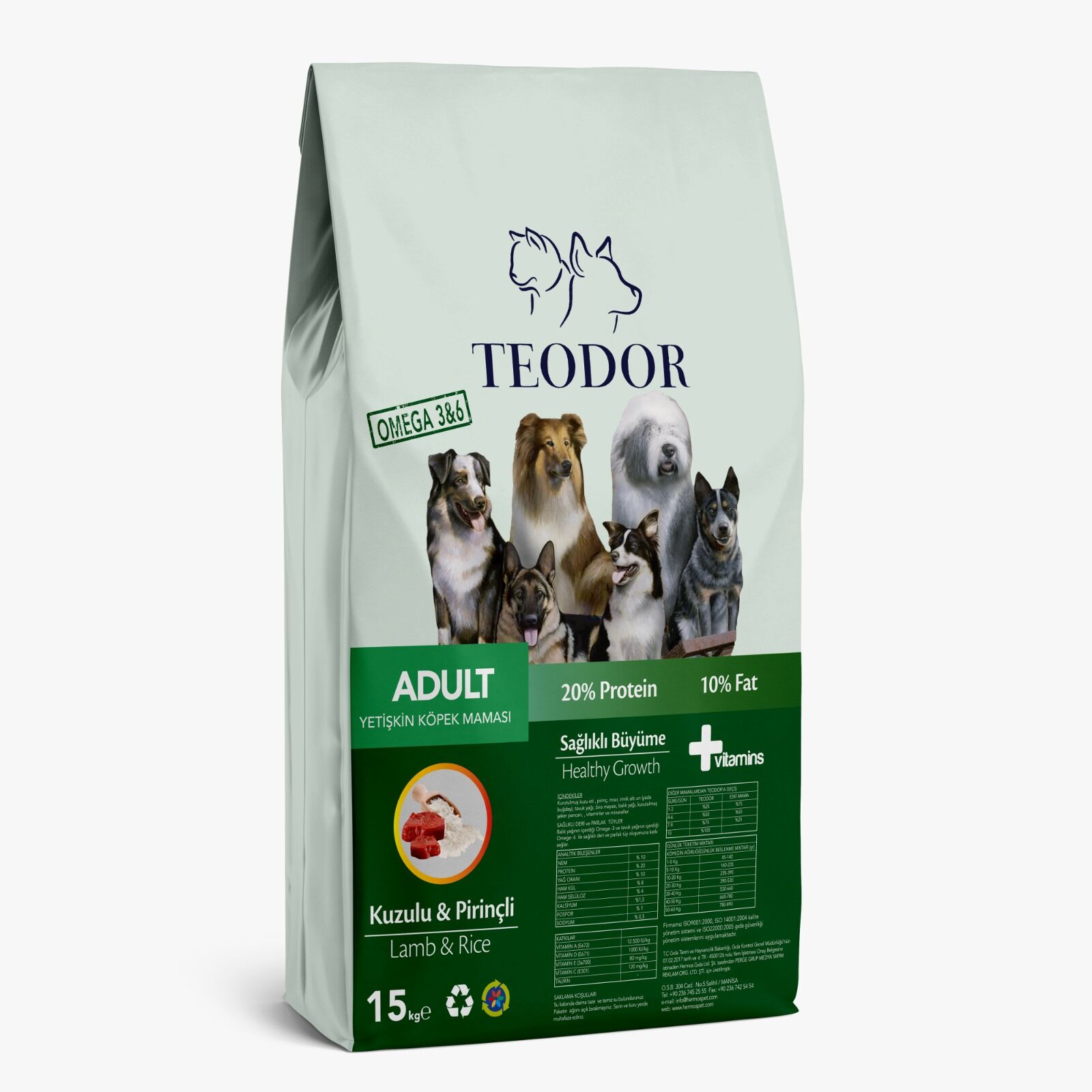 TEODOR Adult Kuzulu Pirinçli Yetişkin Köpek Maması