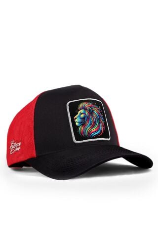 Aslan Logolu Kırmızı Siyah Trucker Premium Şapka