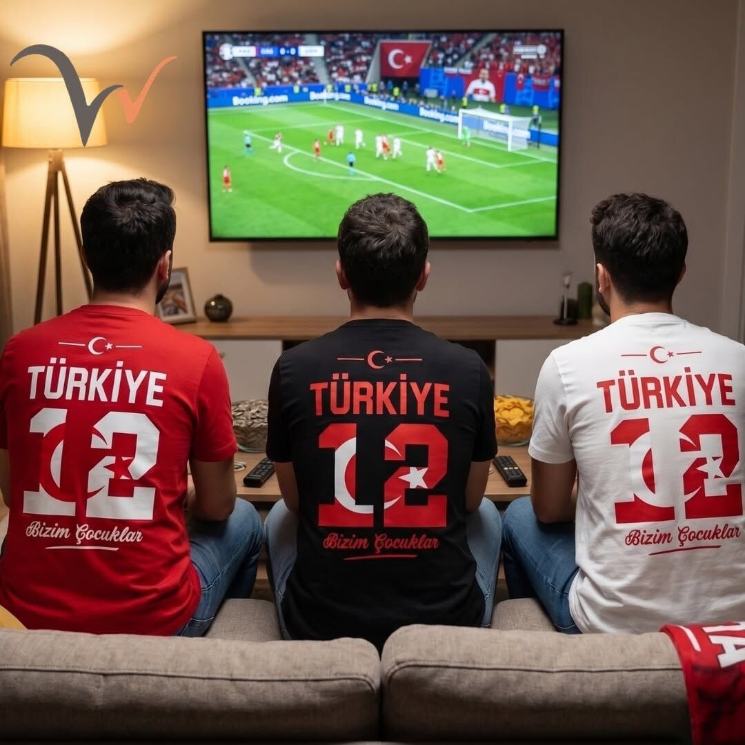 Türkiye 12 Numara Taraftar Tişörtü – %100 Pamuk Siyah Milli Takım Tişörtü