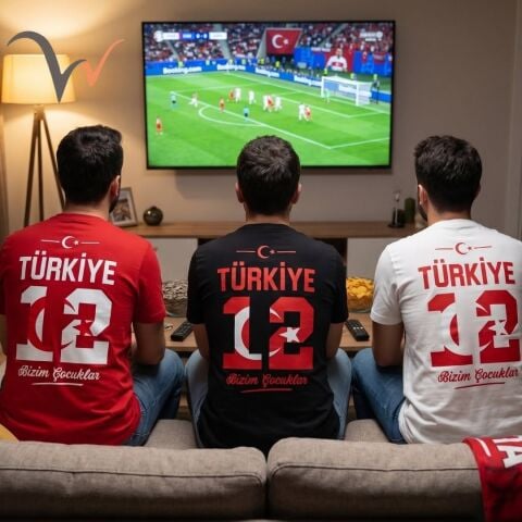 Türkiye 12 Numara Taraftar Tişörtü – %100 Pamuk Siyah Milli Takım Tişörtü
