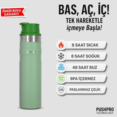 Miniqup Push Pro 600 ml Yeşil Termos