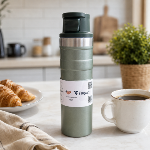 MiniQup Push Pro 600 ML Outdoor Yeşil Termos