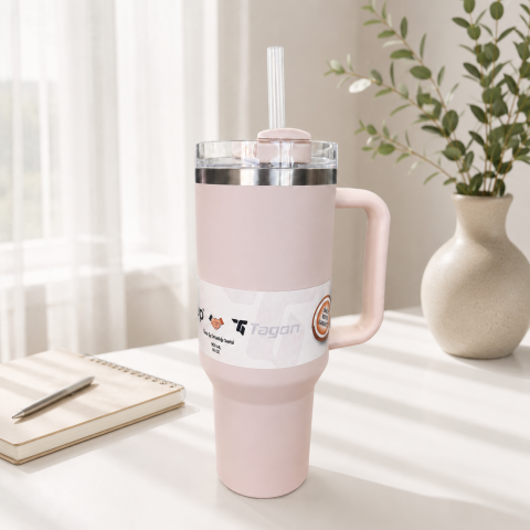 MiniQup Sipstraw 900 ML Mat Pudra Pembe Pipetli Paslanmaz Çelik Termos