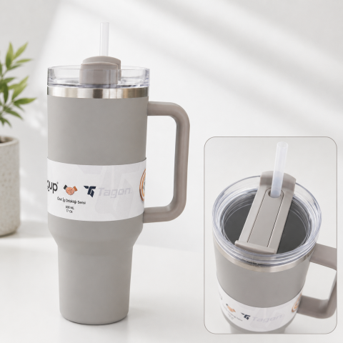MiniQup Sipstraw 900 ML Mat Gri Pipetli Paslanmaz Çelik Termos