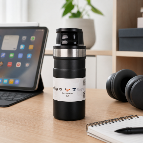 MiniQup Pushpro 350 ML Mat Siyah Termos