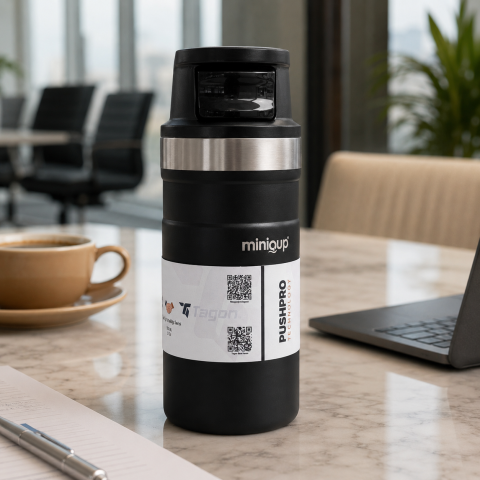 MiniQup Pushpro 350 ML Mat Siyah Termos