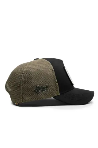 BlackBörk haki-siyah Bench uyumlu trucker şapka