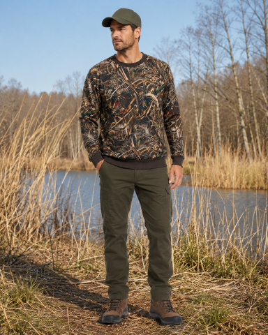 Saz Desen Avcı Sweatshirt | Kamuflaj Outdoor Sweat