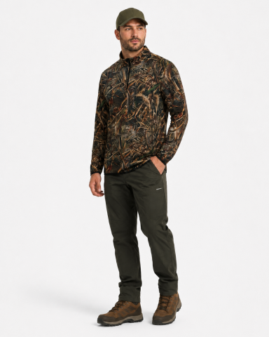 Saz Desen Yarım Fermuarlı Avcı Sweatshirt | Erkek Outdoor Kamuflaj Üst