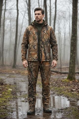 Tagon Softshell (Su Geçirmez) Orman Desen Kamuflaj Takım