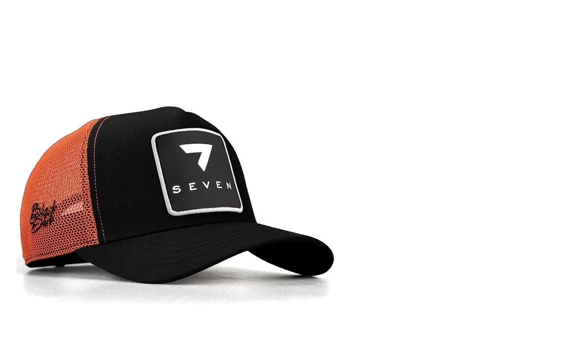 BlackBörk Preium Trucker 7 Numara Logolu Unisex Siyah-Turuncu Şapka