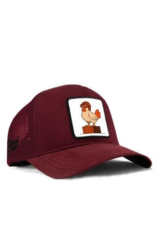 İnançlı Tavuk Logolu Bordo Trucker Şapka