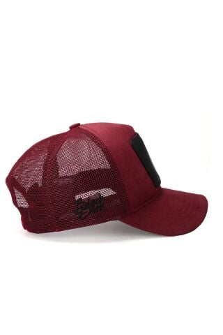 Rock Logolu Bordo Trucker Şapka