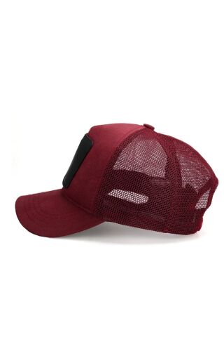 Rock Logolu Bordo Trucker Şapka