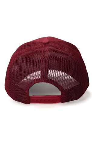 Rock Logolu Bordo Trucker Şapka