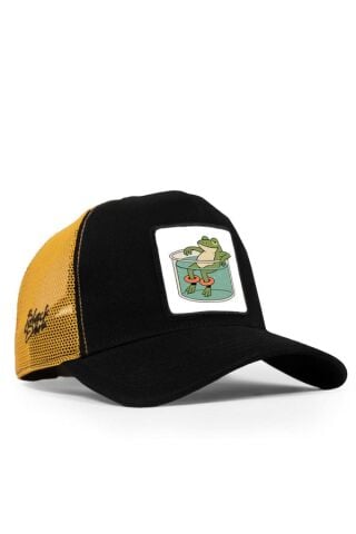 Konfor Kazanı Logolu Siyah-Sarı Trucker Şapka