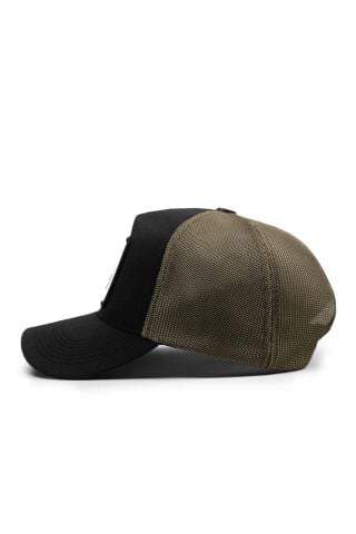 Blackbörk El Patron Logolu Siyah-Haki Premium Trucker Şapka