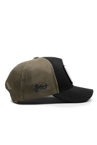 Blackbörk Kartal Logolu Siyah-Haki Premium Trucker Şapka