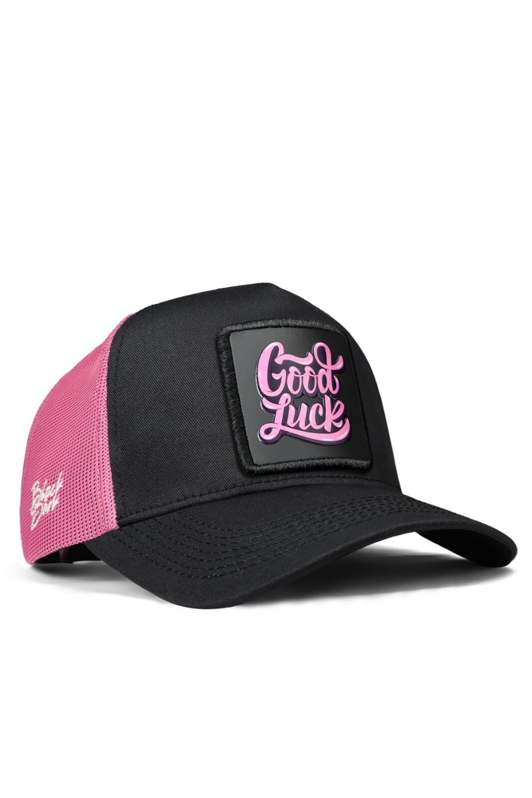 Good Luck Logolu Siyah-Pembe Trucker Şapka