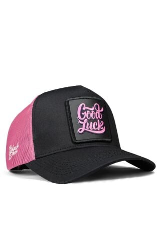 Good Luck Logolu Siyah-Pembe Trucker Şapka