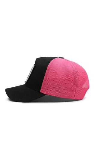 Ayı Logolu Siyah-Pembe Trucker Şapka