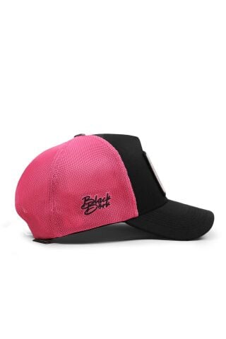 Ayı Logolu Siyah-Pembe Trucker Şapka
