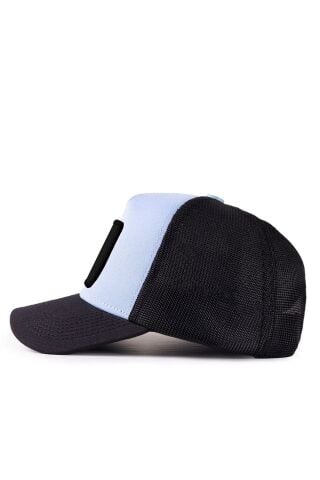 Ayı Logolu Siyah-Buz Mavi Trucker Şapka