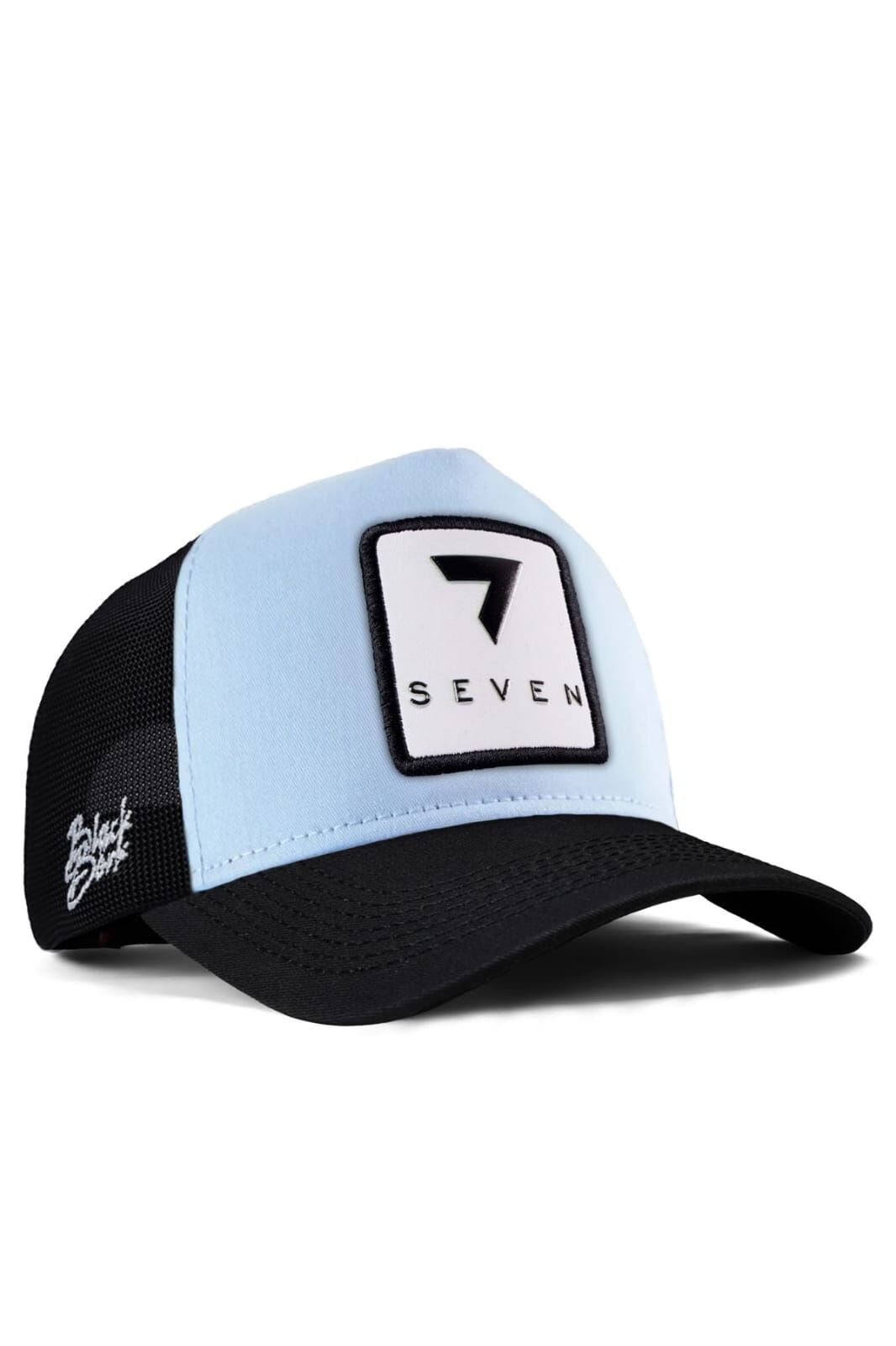 7 Numara Logolu Siyah-Buz Mavi Trucker Şapka