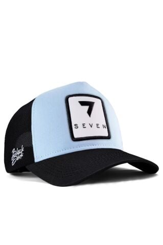 7 Numara Logolu Siyah-Buz Mavi Trucker Şapka