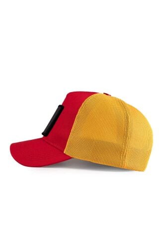 7 Numara Logolu Kırmızı-Sarı Trucker Şapka