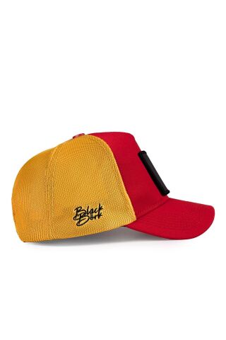 7 Numara Logolu Kırmızı-Sarı Trucker Şapka