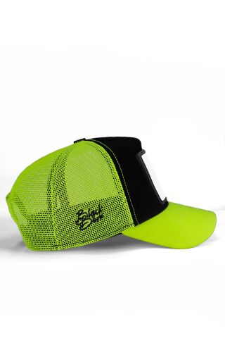 Aslan Logolu Neon-Siyah Trucker Şapka