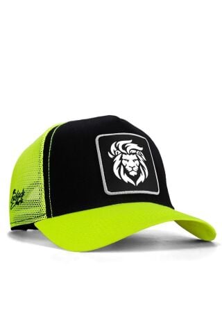 Aslan Logolu Neon-Siyah Trucker Şapka