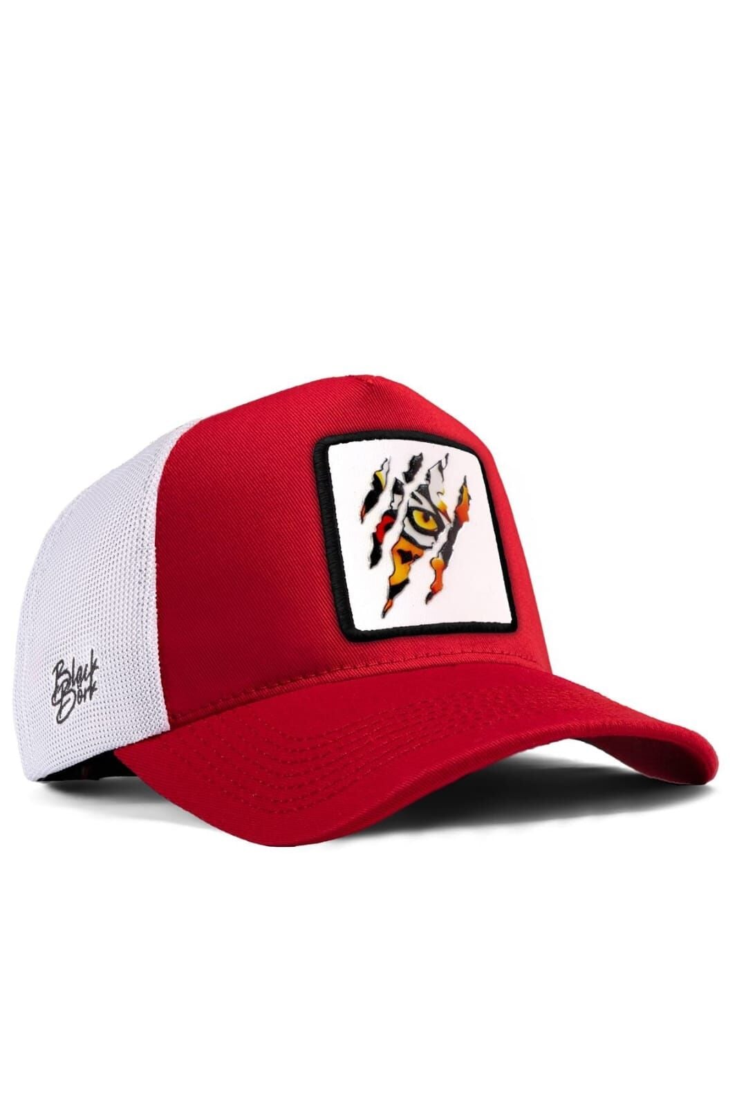 Kaplan Logolu Kırmızı-Beyaz Trucker Şapka