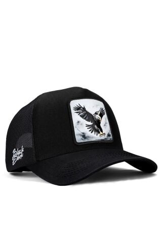 Kartal Logolu Siyah Trucker Şapka