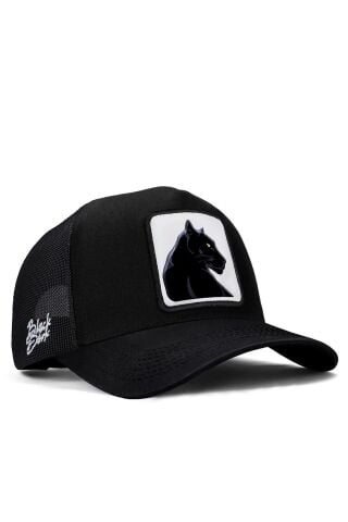 Panter Logolu Siyah Trucker Şapka