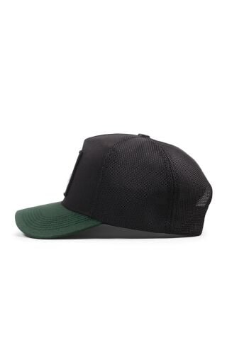 Kurt Logolu Cordura Petrol Yeşili-Siyah Trucker Şapka