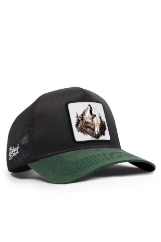 Kurt Logolu Cordura Petrol Yeşili-Siyah Trucker Şapka