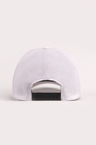 Rock Logolu Beyaz Trucker Şapka