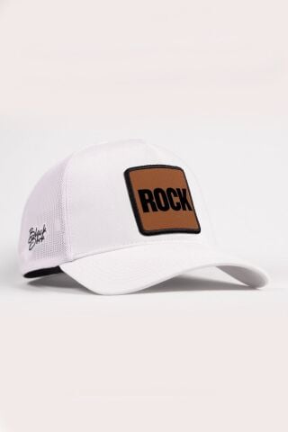 Rock Logolu Beyaz Trucker Şapka