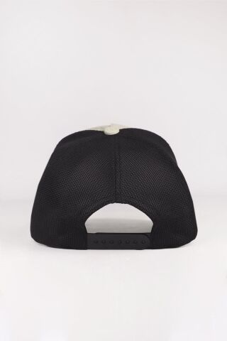 Kaplan Logolu Bej-Siyah Trucker Şapka