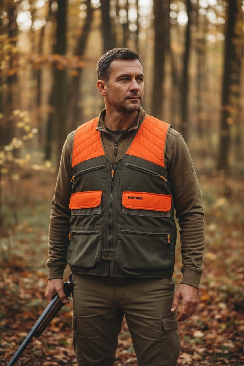 Hunthink Premium Haki - Turunculu Avcı Yeleği