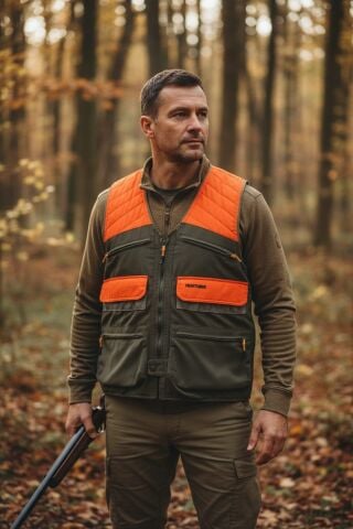 Hunthink Premium Haki - Turunculu Avcı Yeleği